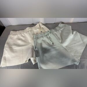 CALIA Cream and Light Green Women’s Shorts Lot of 2 Size Large Elastic Waist